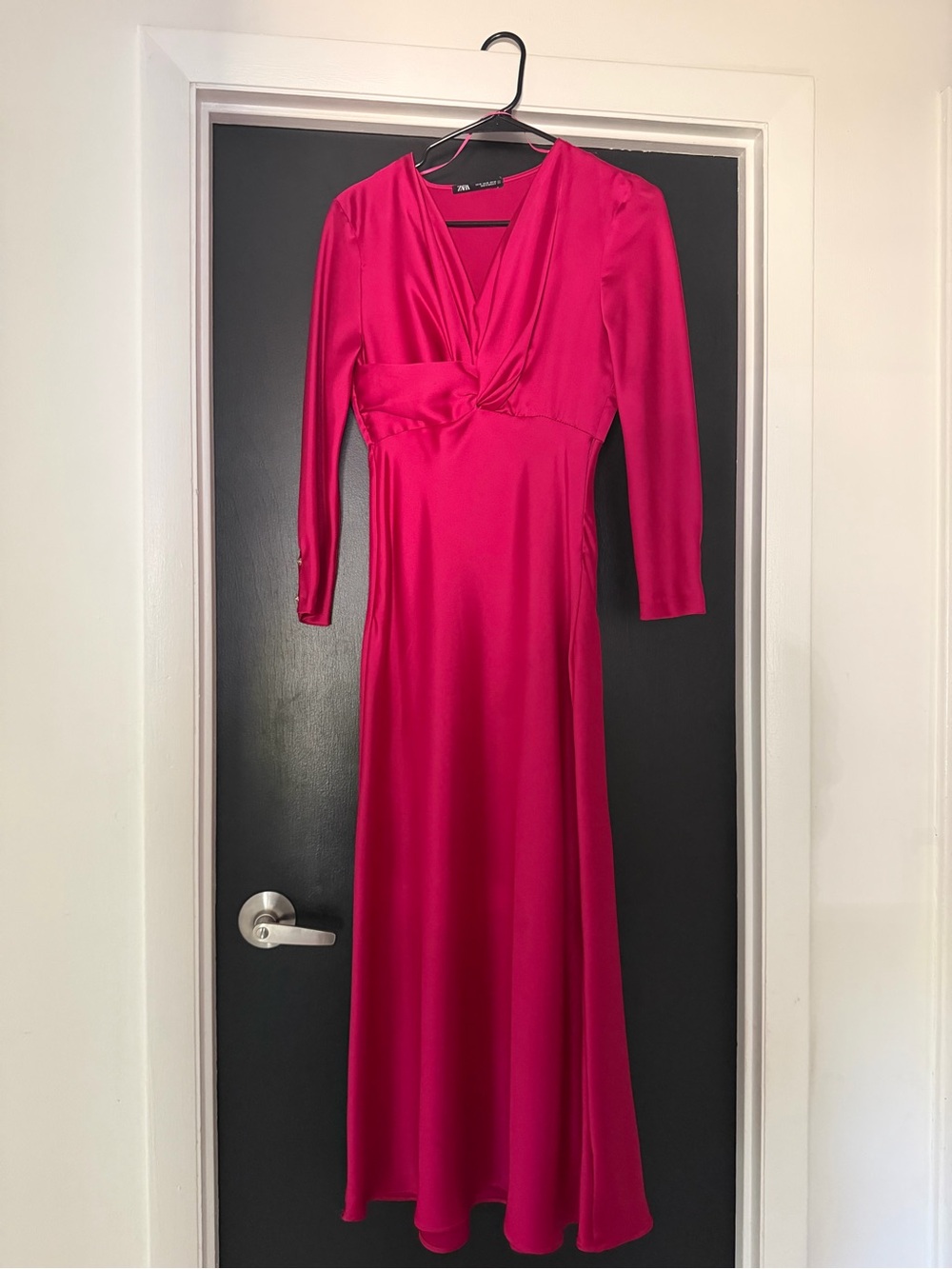 Zara Hot Pink Long Sleeve Maxi Dress